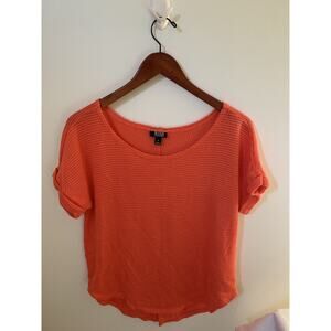 a.n.a. A New Approach Womens M Sweater Open Knit Short Sleeve Pullover Slit Back